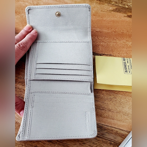 New Dooney & Bourke Saffiano Leather Flap Wallet ECRU (light gray) - Picture 3 of 8